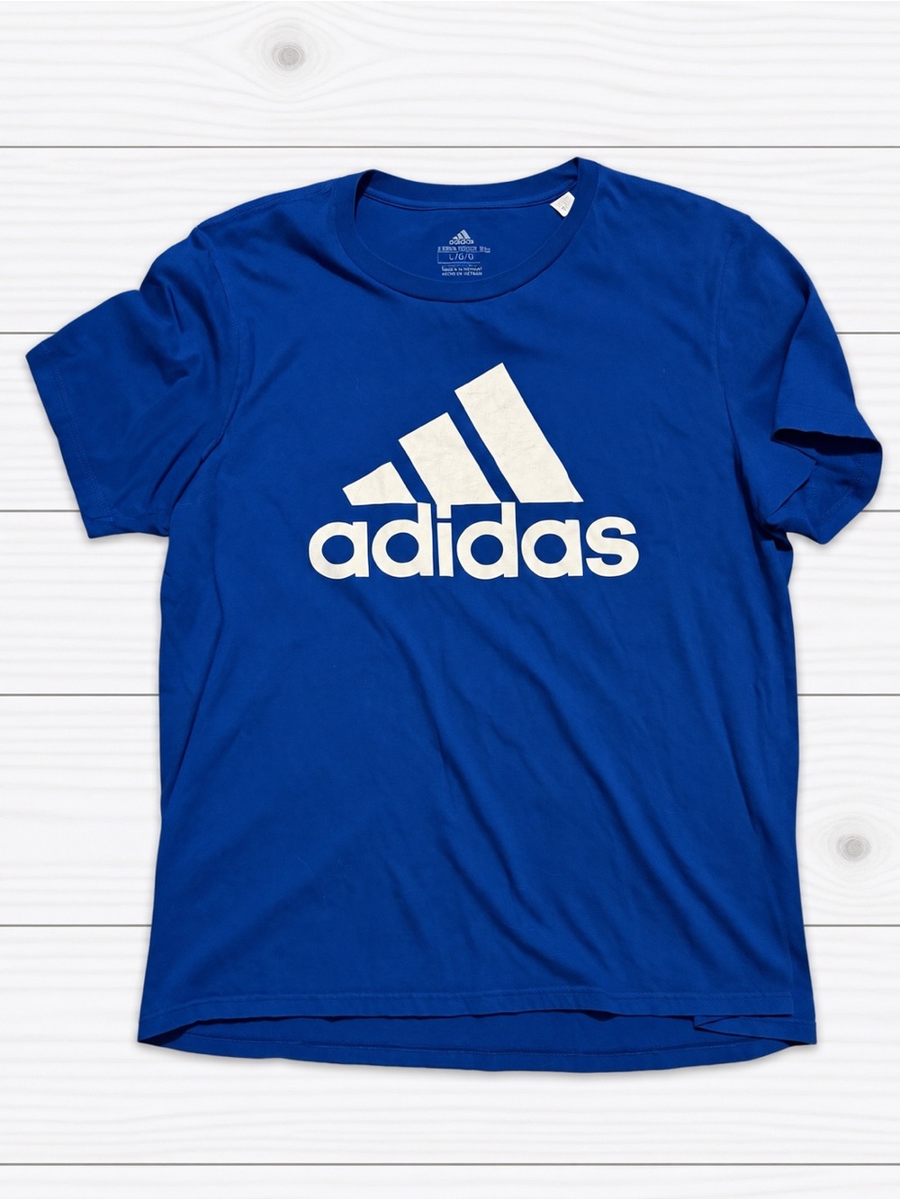 adidas Royal Blue Short Sleeve Tee with White Logo
